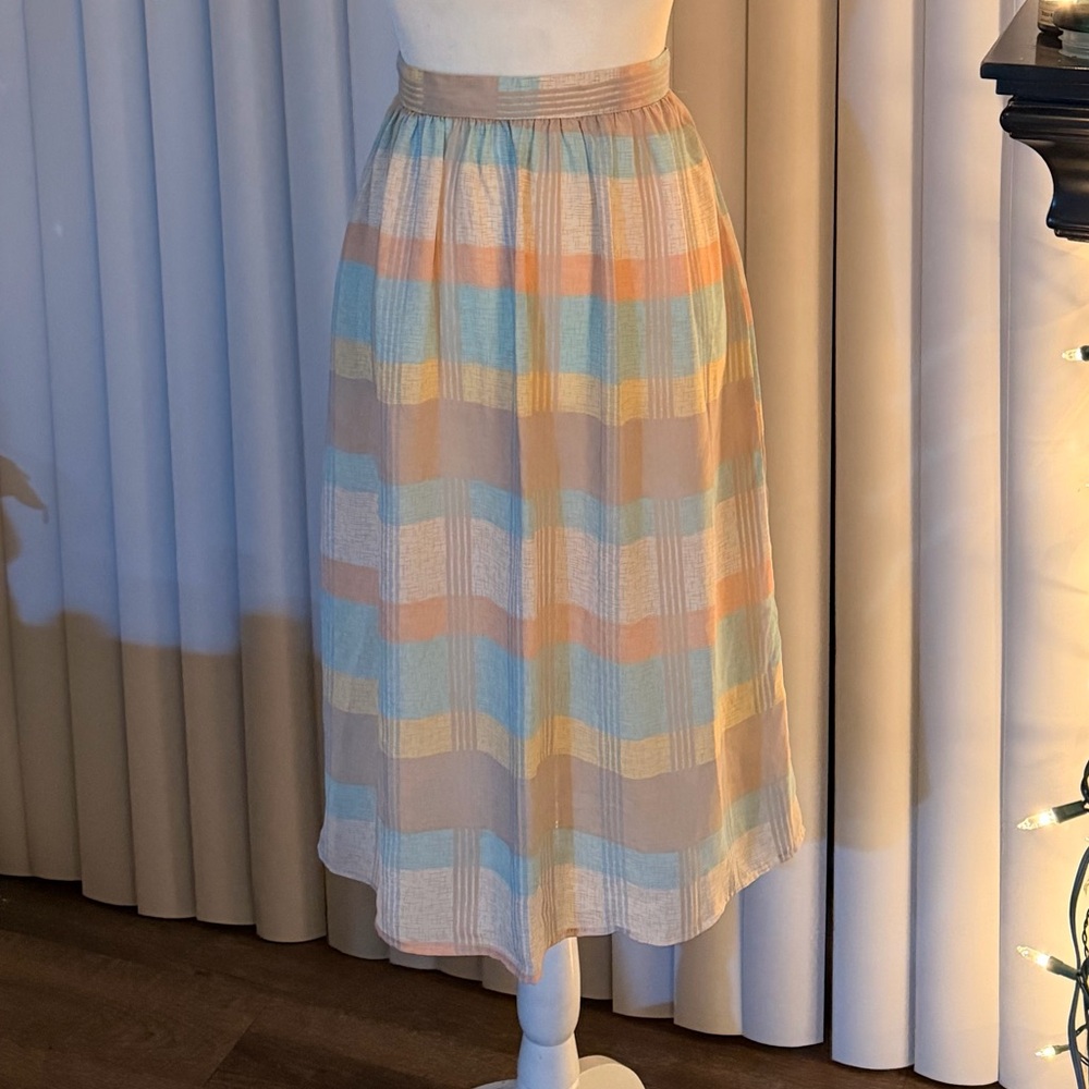 Jonathan Martin Pastel Plaid A-Line Skirt